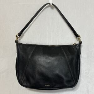 Fossil Women's Black Pebbled Leather Shoulder Bag